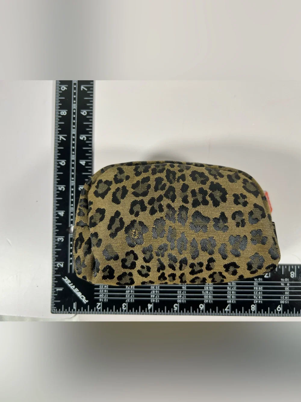 Authentic Fendi Leopard Print Cosmetic Pouch in Tan and Black,